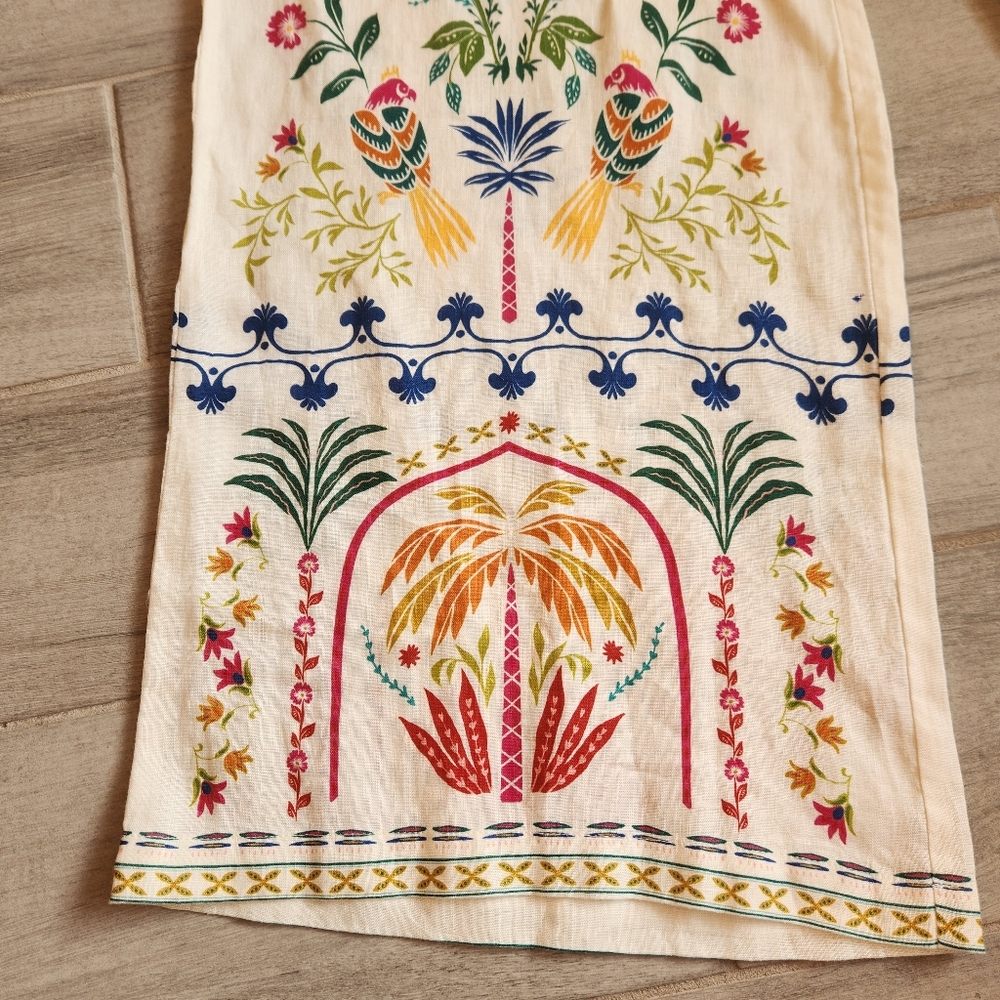Johnny Was Pants L Ivory 100% Linen Soller Wide Leg Embroidered Boho New $225 - Picture 5 of 16
